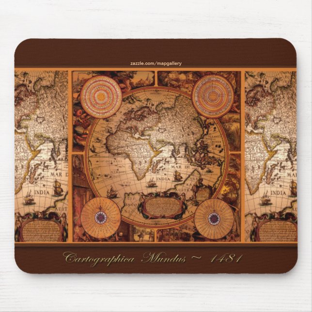 Mousepad Coleção de Artes do Mapa Mundial Vintage (Frente)