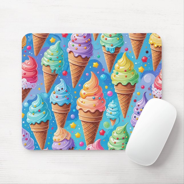 Mousepad Coleção de Cones de Sorvete de Verão (Com mouse)