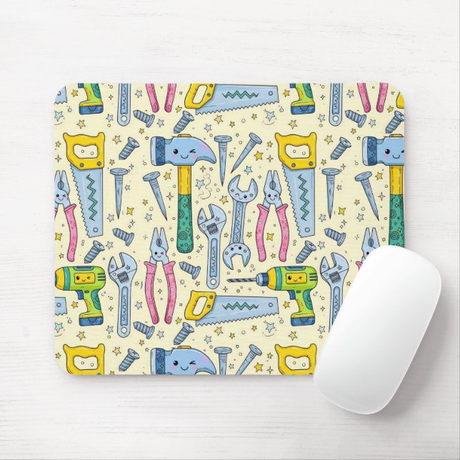 Mousepad Coleção de Ferramentas DIY Doodle (Com mouse)