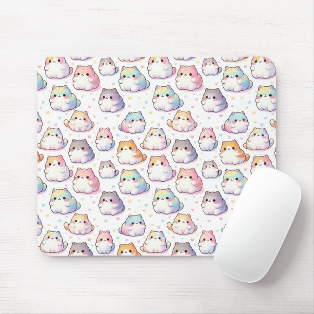 Mousepad Coleção de Gatos de Cartoon Chubby (Com mouse)