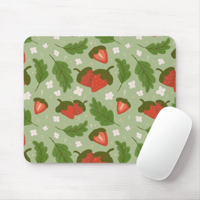Mousepad Coleção de padrões da fruta - Morangos (Com mouse)