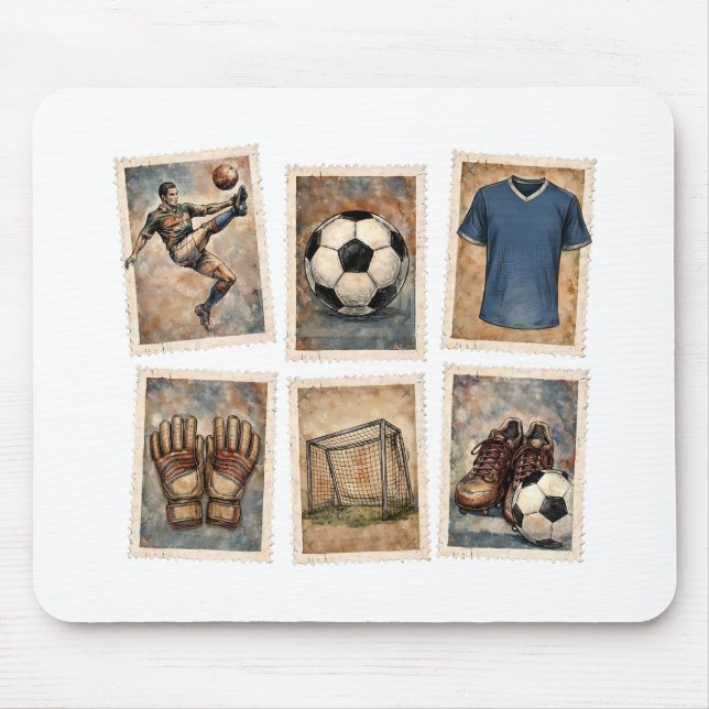 Mousepad Coleção de Selos de Futebol Antigo (Frente)