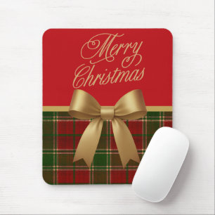 Mousepad Coleção Elegante de Xadrez de Natal com Laço Doura