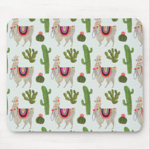 Mousepad Coleção Llamarama Padrão Cactus & Llama