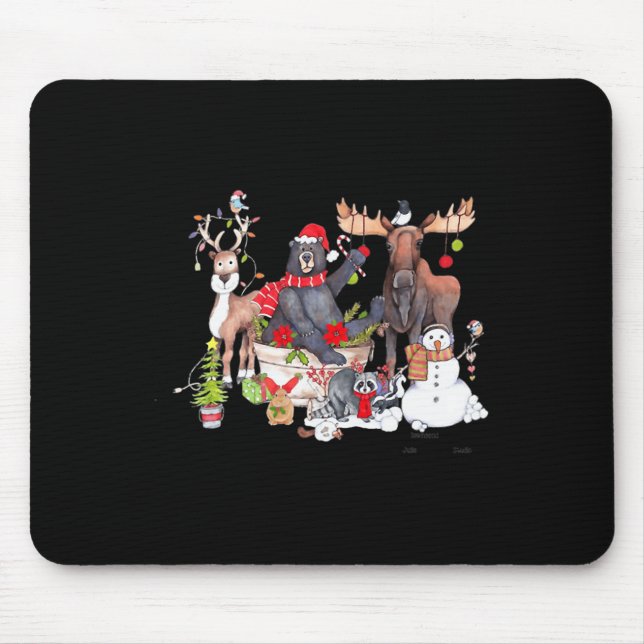 Mousepad Coleta De Natal Funny Woodland Critter Para Ani (Frente)