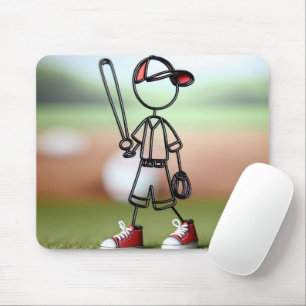 Mousepad Coletor de Baseball com Figura Fixa com tênis verm