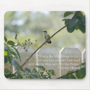 Mousepad Colibri com "citações das coisas pequenas"
