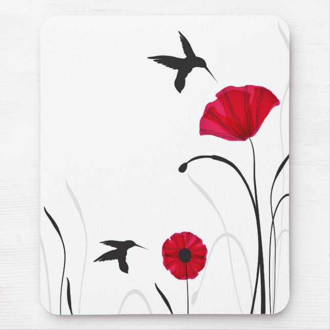 Mousepad Colibris e flores das papoilas (Frente)