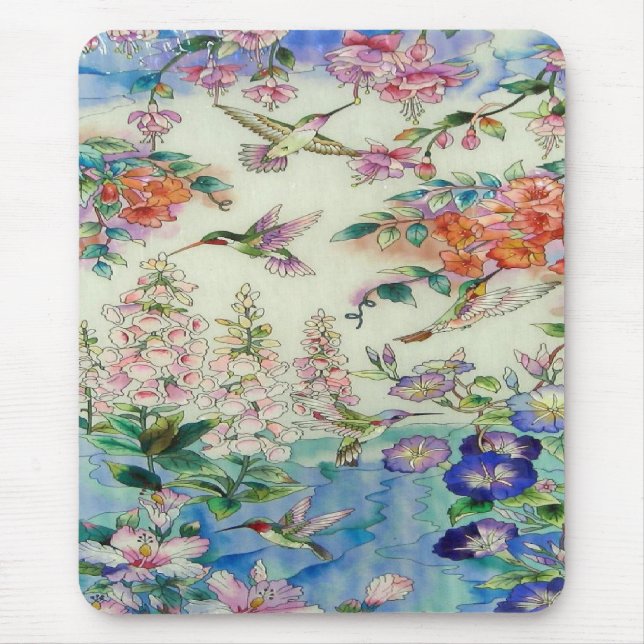 Mousepad Colibris e vitral wow das flores (Frente)