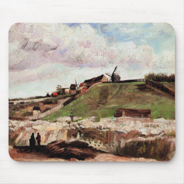 Mousepad Colina de Montmartre com Pedreira por Vincent van  (Frente)