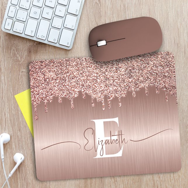 Mousepad Colírios De Lítio Metálico Bruto Dourado, Com rosa (Criador carregado)