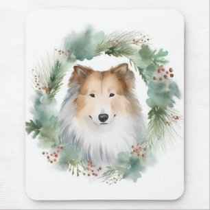 Mousepad Collie Christmas Wreath Festivo Pup