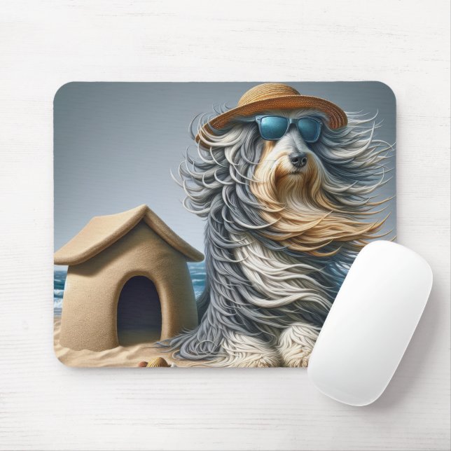 Mousepad Collie Com O Doghouse De Sandcastle (Com mouse)