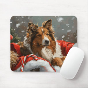 Mousepad Collie Dog Natal Festivo