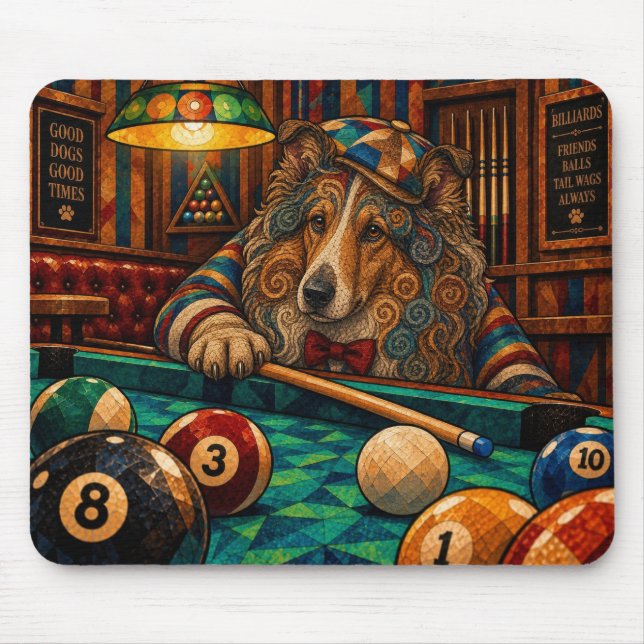 Mousepad Collie, Mosaico Geométrico (Frente)
