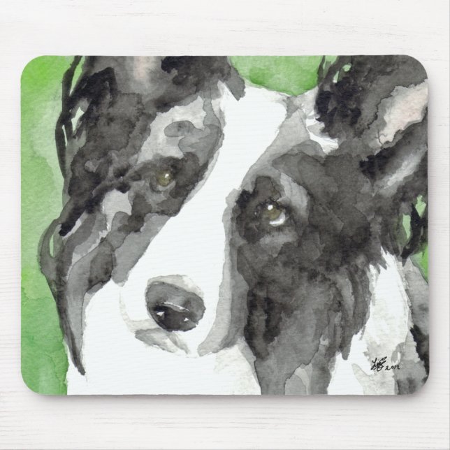 Mousepad Collie Watercolor de Borda (Frente)