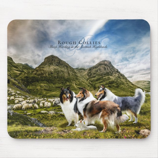 Mousepad Collies em Bruto de Criação de Ovinos - Personaliz (Frente)