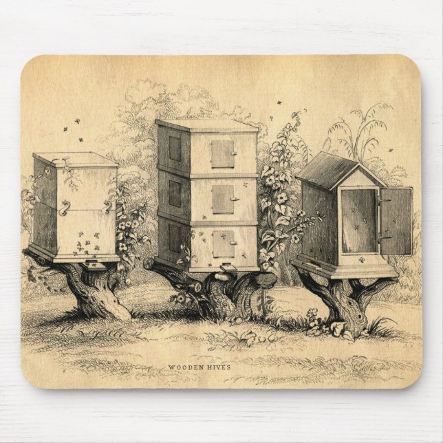 Mousepad Colmeias de Abelhas Vintage (Frente)