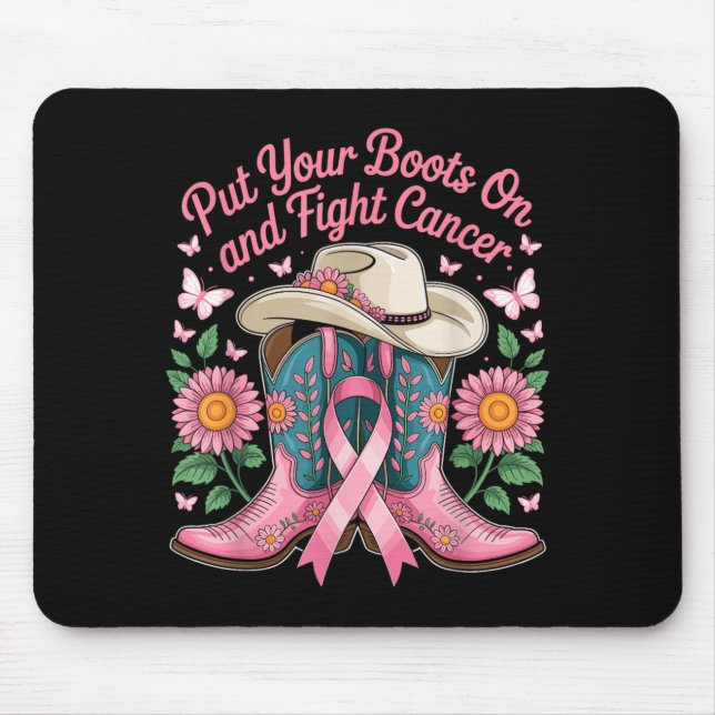Mousepad Coloque Botas e Combata o Câncer - Câncer de Mama (Frente)