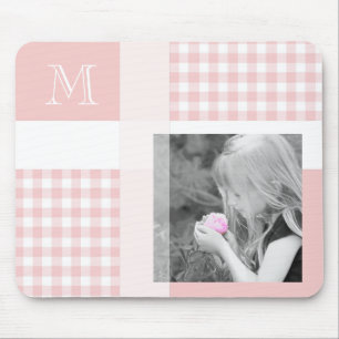 Mousepad Coloque Sua Foto, Gingham Modern Monograma