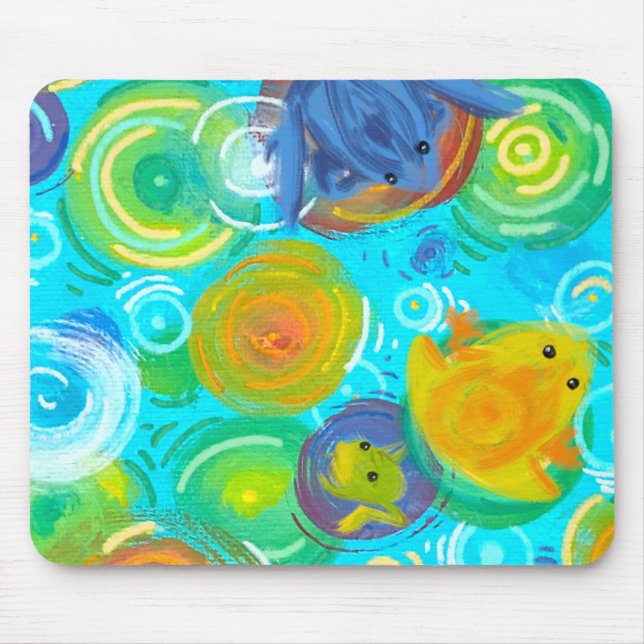 Mousepad Color frogs on colorful water  (Frente)