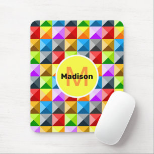 Mousepad Coloração Padrão geométrico Colorido Monograma