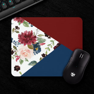 Mousepad Colorblock Boho Bloom Borgonha e Marinho