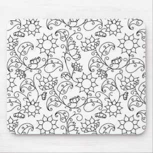 Mousepad Colore Seu Próprio Padrão Floral De Girassol