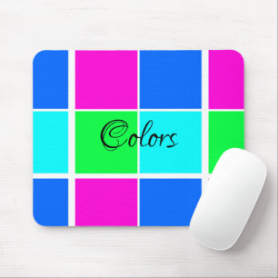 Mousepad Colores Azul, Rosa, Mouse Verde Prato!