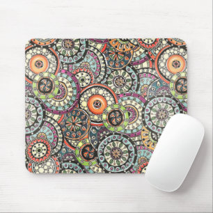 Mousepad Colorful Cute Retro Chic Floral Circles Pattern