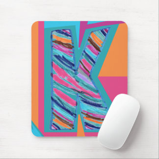 Mousepad Colorful Multicolor Stripes Letter K as in Kay