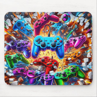Mousepad Colorful Neon Joysticks Pattern
