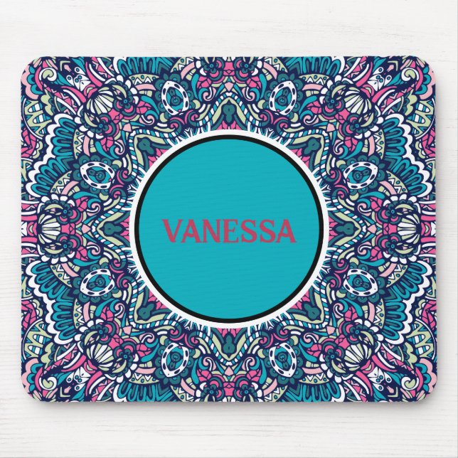 Mousepad Colorida Mandala Pattern Boho Hippie Geométrico (Frente)