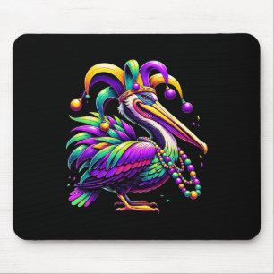 Mousepad Colorida Mardi Gras Pelican Louisiana Jester Hat B