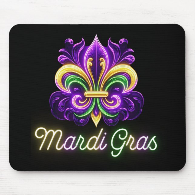 Mousepad Colorida Neon Mardi Gras Fleur de lis (Frente)