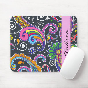 Mousepad Colorida Paisley, Paisley Pattern, Seu Nome
