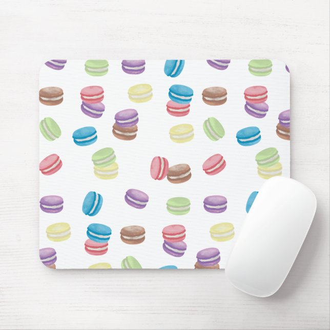 Mousepad Colorida Pastel Watercolor Macarons Franceses (Com mouse)