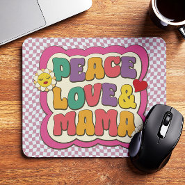 Mousepad Colorida Retro Groovy Mãe Cita Typografia Hippie