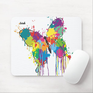 Mousepad Colorido de Borboleta de Tinta Secundária