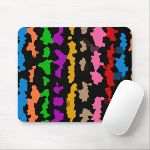 Mousepad Colorido Design Abstrato Irregular Preto