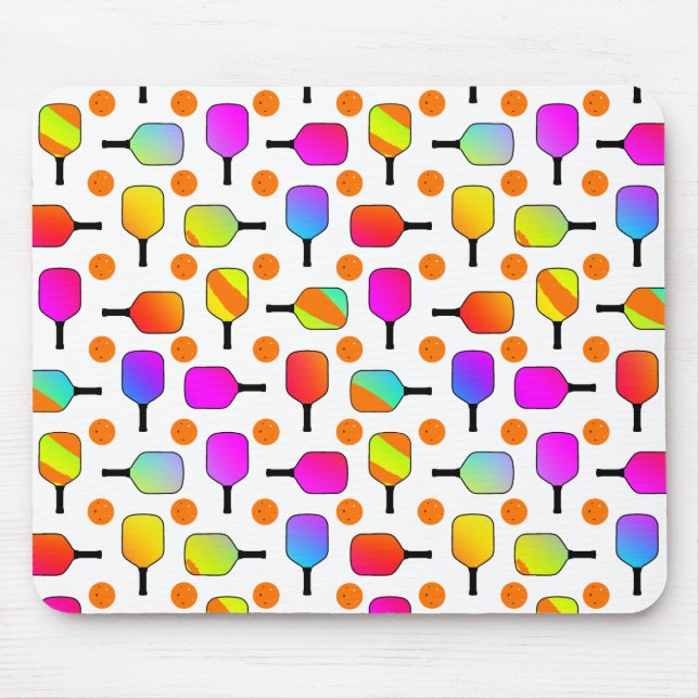 Mousepad Colorido, Pickleball Paddles, Laranja Picklebolas (Frente)