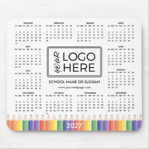 Mousepad Colorido Rato de Calendário Escolar 2027 com Logot