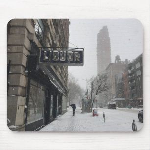Mousepad Columbus Avenue Liquor Store NYC Snowstorm Winter