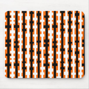 Mousepad Colunas abstrato - Preto e Branco em Laranja