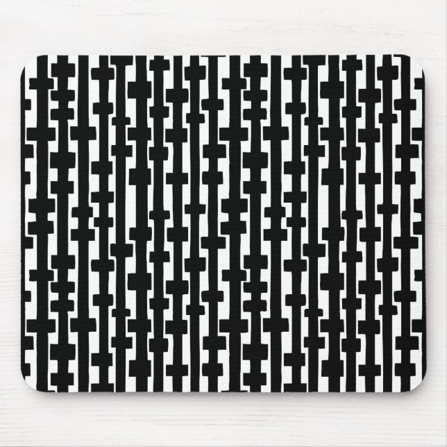 Mousepad Colunas abstrato - Preto em Branco (Frente)