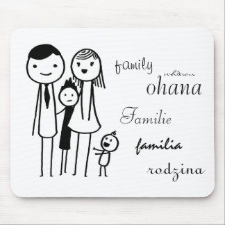 Mousepad com a "família" em línguas diferentes
