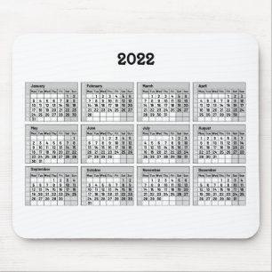 Mousepad com calendário e numeração semanal 2022 - Mouse