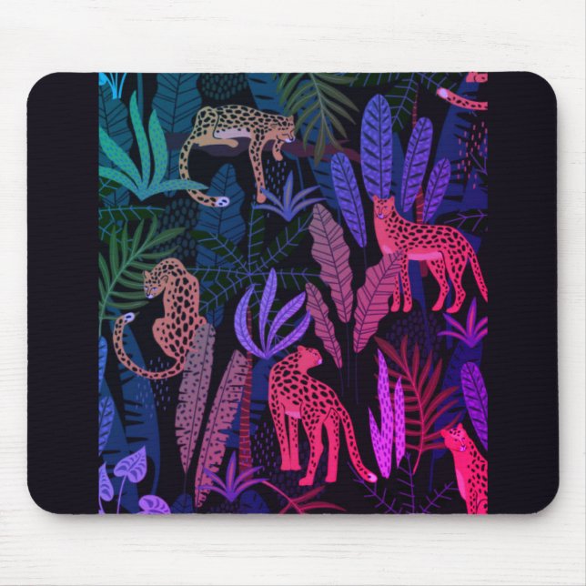 Mousepad com chita colorida na selva (Frente)