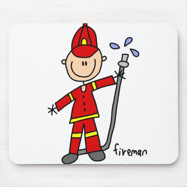 Mousepad com desenho de bombeiro em palito (Frente)