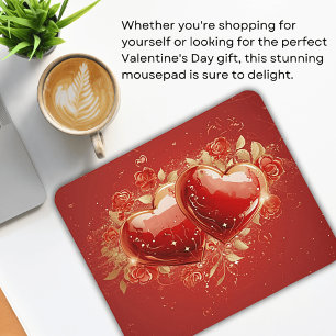 Mousepad com Desenho de Copas 3-D Vermelho e Doura